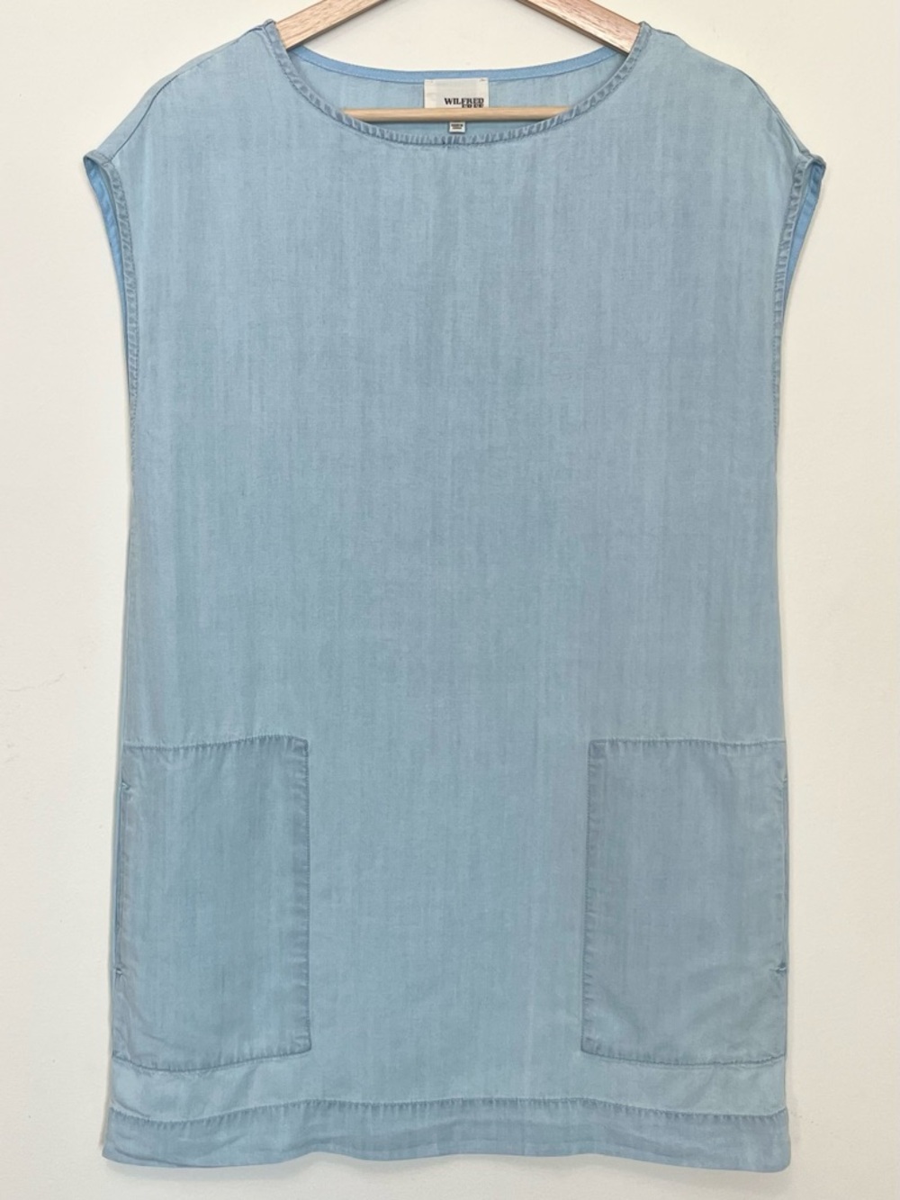 Wilfred • XS • Sleeveless Chambray Light Blue Denim Boxy Shift Mini Dress